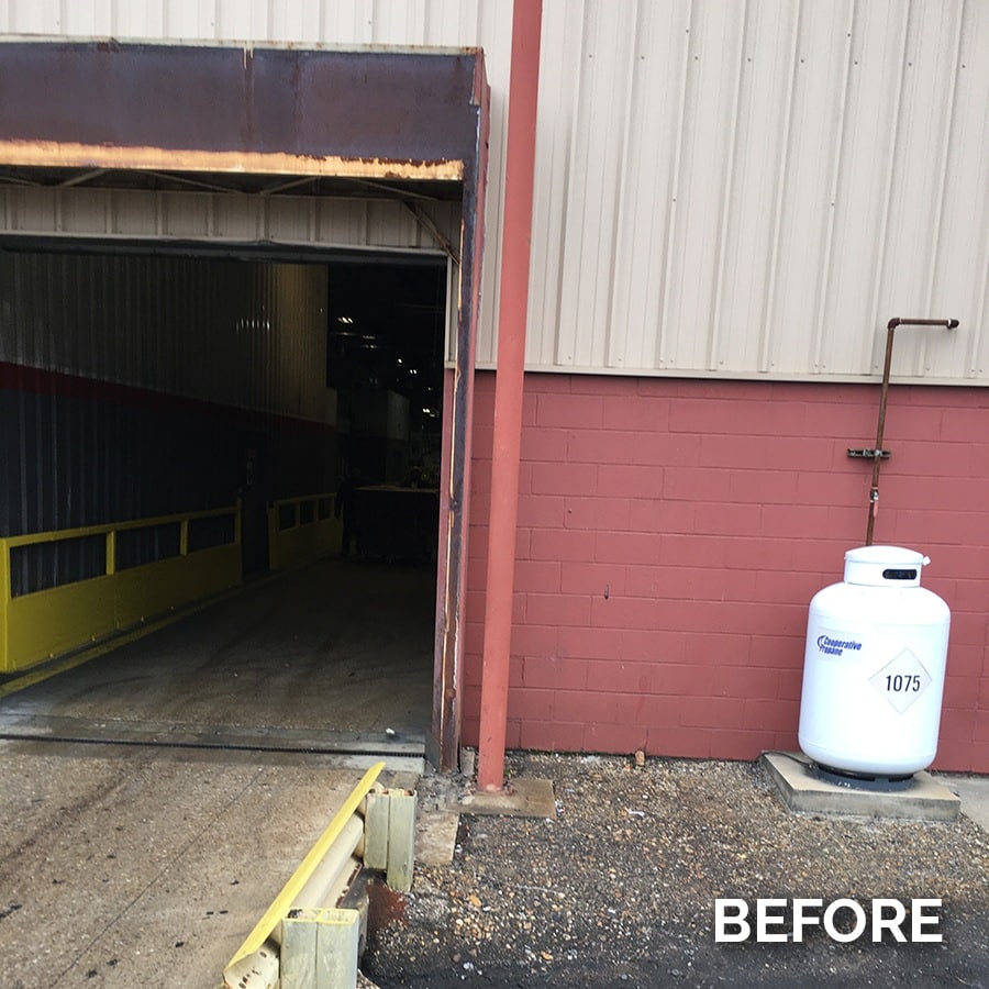 before transformation photo of a loading dock door